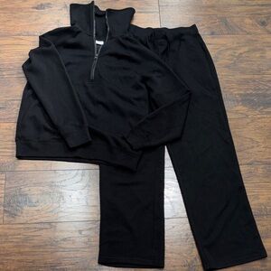 Xieerduo Black Half-Zip Pullover & Drawstring Pants lounge Set size small
